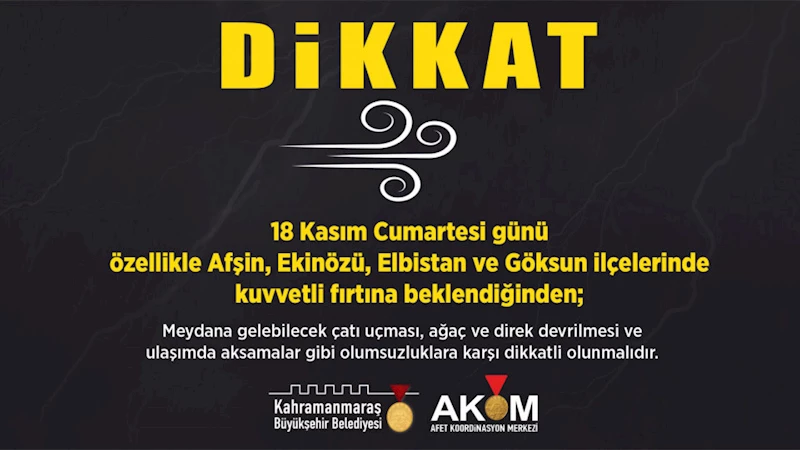 Büyükşehir’den Kuvvetli Fırtına Uyarısı!