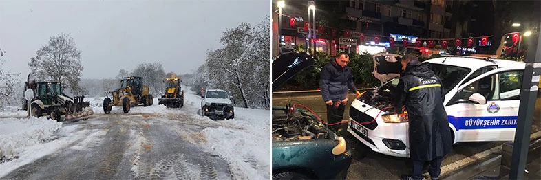 Büyükşehir’in kar kaplanları iş başında