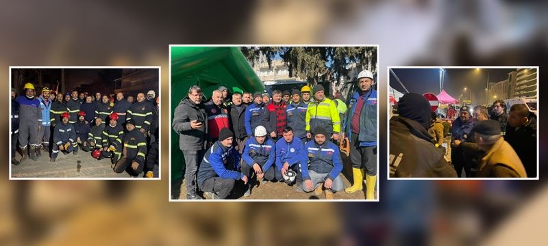 BAŞKAN ŞENLİKOĞLU DEPREM BÖLGESİNDE EKİBİNİN BAŞINDA