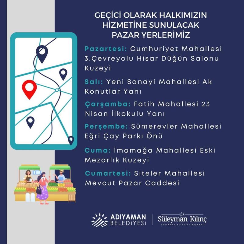 GEÇİCİ PAZAR YERLERİ HİZMET VERMEYE BAŞLADI