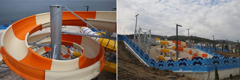 Çift kaydıraklı aquapark yaza hazırlanıyor