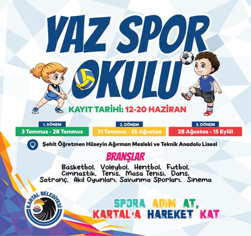 KARTAL BELEDİYESİ’NİN ÜCRETSİZ YAZ SPOR EĞİTİMLERİ BAŞLIYOR
