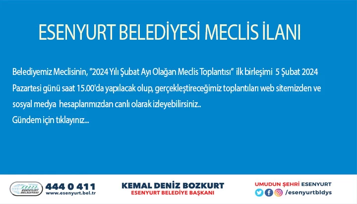2024 YILI ŞUBAT AYI MECLİS İLANI